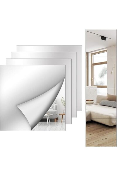 Generic YelaJoy Self-Adhesive Mirror Tiles (4 Pcs, 8x8 Inch) - Acrylic Shatte...