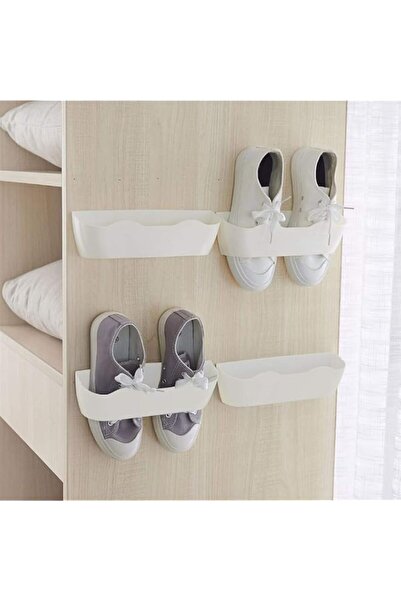 Generic Wall Mounted Shoes Rack 4pcs with Sticky Hanging Strips, Plastic Shoe...