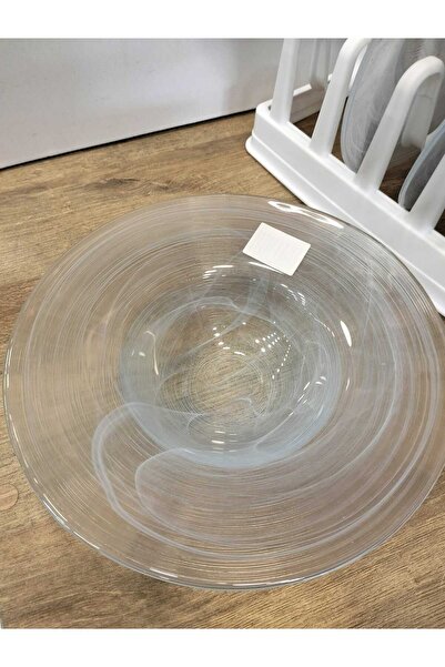 kurt41 Set of 6 Glass Serving Plates 24 cm Patterned Transparent Presentation...