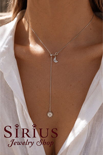 sirius jewelry 925 Gümüş | Hilal Güneş Harfli Y Kolye