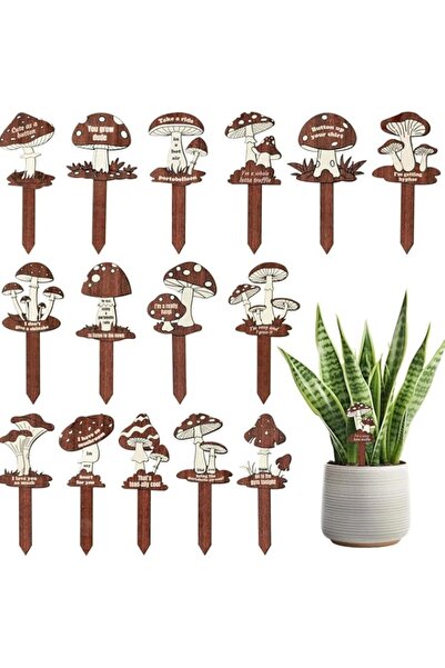 Generic 15pcs Wooden Plant Labels, Mushroom-Shaped Single-Sided Printed Garde...