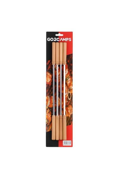 Generic GO2CAMPS Premium BBQ Skewers Set of 6 with Heat-Resistant Wooden Hand...
