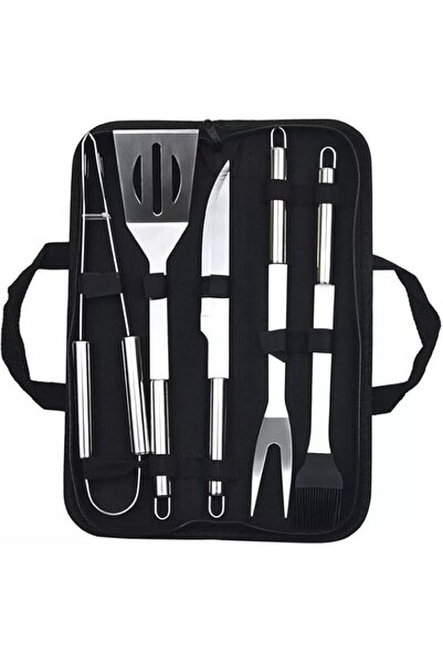 Generic 5-Piece Stainless Steel BBQ Tool Set – Professional Heavy Duty Grilli...