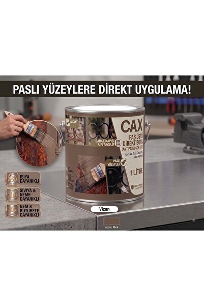 caxcolors CAX Pas Üstü Direkt Uygulanan Antipaslı Sentetik Metal Boyası 1 Lit...