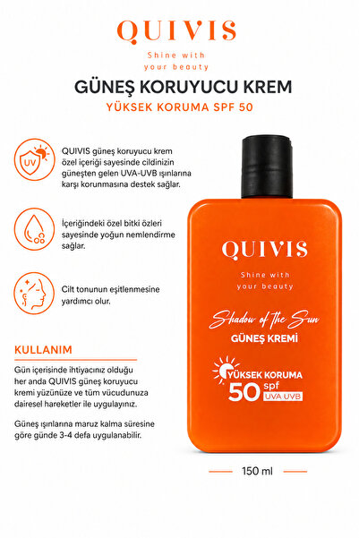 Quivis Sunscreen Cream Uva Uvb Protection Moisturizer for Face and Body 150 ml