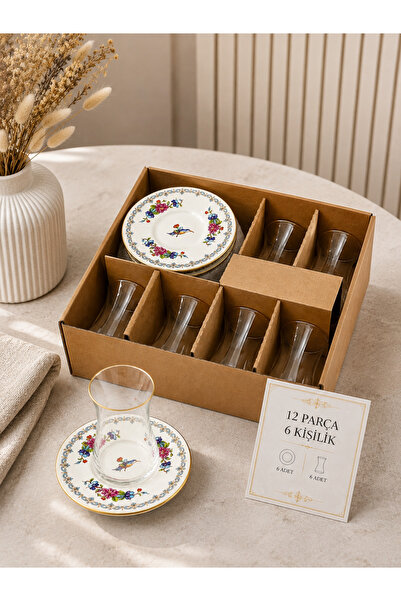 Yumuk Shop 6-Person 12-Piece Flowers Bird Tea Set