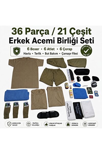 SEVEROZ 36 Parça 21 Çeşit Erkek Acemi Birliği ve Bedelli Asker İhtiyaç Seti H...