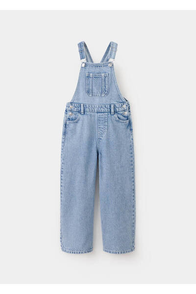 MANGO Kids İşlemeli denim bahçıvan pantolon