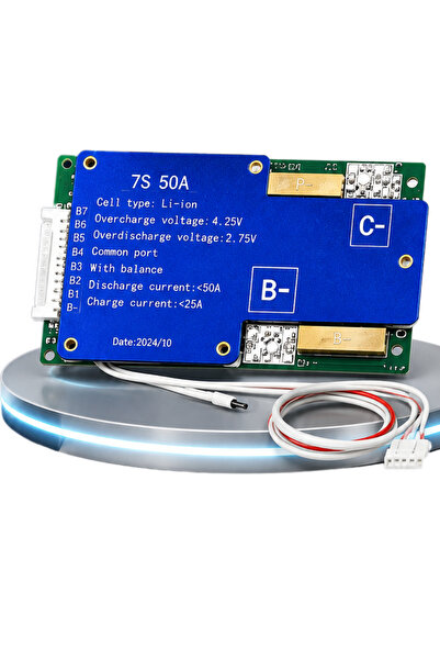 RoboPazar BMS 7S 50A Li-ion Batarya Koruma ve Dengeleme Kartı – 25.9V 7 Hücre Battery Management System