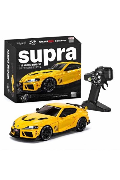 Toyota Supra 1:43 Mini RC Drift Car 2.4G Remote Control 4WD With Lights Yellow