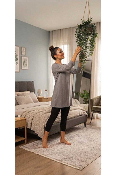 ModaLeaf Women's Gray Capri Sleeve Cotton Crew Neck Combed Tunic Ysn-1