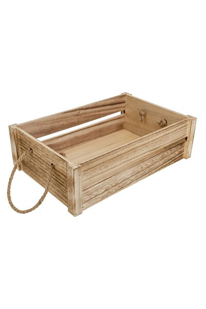 OEM Ladă decorativă din lemn 40x27x12cm cu mânere groase din frânghie