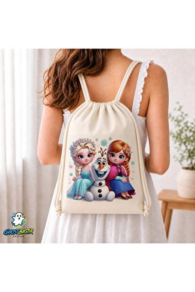 Ghostbastır Design Τσάντα από λινό με κορδόνι Elsa Frozen C092