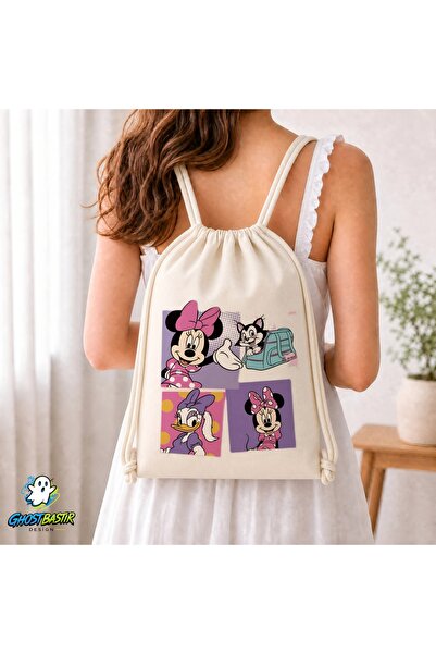 Ghostbastır Design Minnie Mouse Drawstring Linen Bag C199