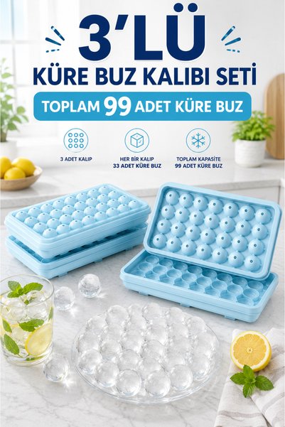 Generic Brand قالب ثلج دائري الشكل من كيوري بيس، 33 قطعة (3 قطع)
