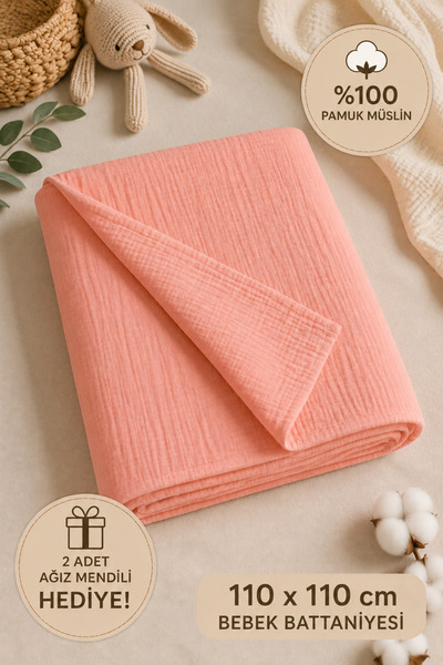 HEDYONE Washed 110X110 cm 100% Cotton Muslin Baby Blanket