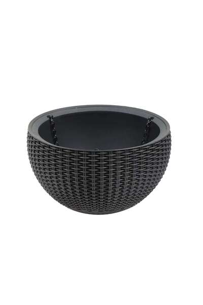 OEM Ghiveci din plastic cu finisaj ratan sintetic Curver, suspendat, negru D ...
