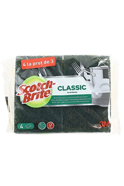 OEM Scotch-Brite Classic kitchen sponge, green + yellow, 4 pcs / set