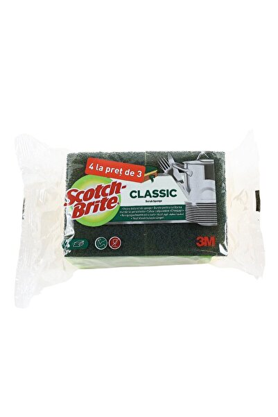 OEM Scotch-Brite kitchen sponge, grooved, nail protection, green + yellow, 4 ...