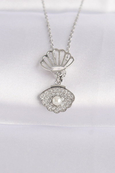 online kapsulavm avm alışveriş 316L Steel Chain Silver Color Zircon Stone Pea...