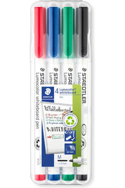 Staedtler Λούμοκολορ Μαρκαδόροι Λευκού Πίνακα, Σετ 4 τεμαχίων