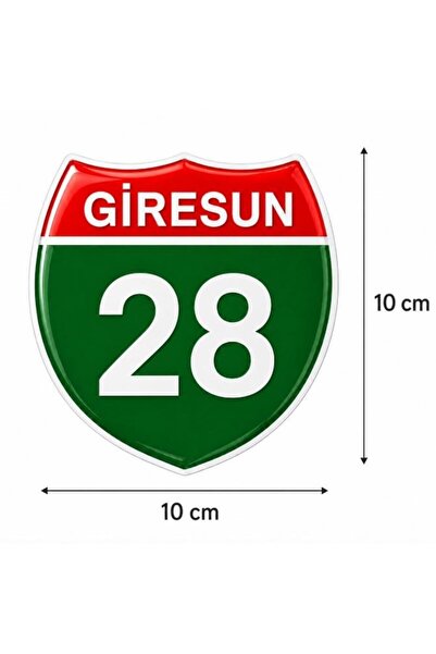 Redline Grafik Redlinegrafik Giresun 28Plaka Kodlu 3D Kabartmalı Araç 1 Adet Sticker Etiket yesil beyaz Renk