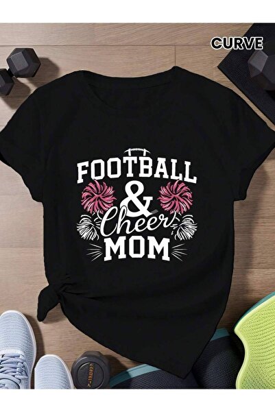 21JNRY Loose Fit Plain Print Cheer MOM Oversized Women's T-Shirt Sports Short...