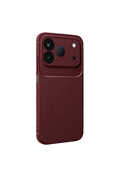 eco port Newface Tecno Spark 50 4g Auto Focus Karbon Kapak - Bordo