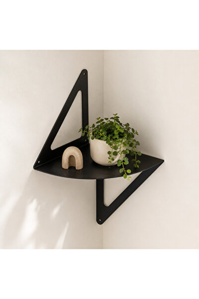 Çağ Atelier Metal Duvar Köşe Rafı – 20 cm – 2 mm – Siyah