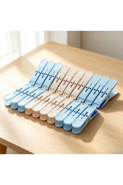 KMT Cleme de rufe mari din plastic durabil set 20 bucăți, 8 cm, arc metalic c...