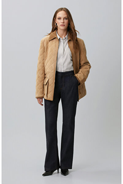 Network Koyu Indigo Mavi Flare Denim Pantolon