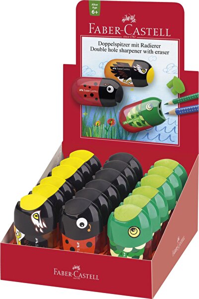 Faber Castell Display 18 ascutitori asortate pestisor-buburuza-vultur faber-c...