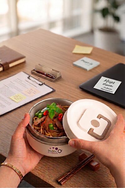 İndecor Houseware Isı Yalıtımlı Çantalı 4 Parça Vakumlu Lunch Box Yemek Termosu Beslenme Kutusu Sefer Tası