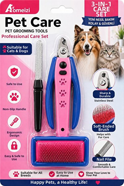 HAYHAYPETSHOP مجموعة العناية بالقطط والكلاب مكونة من 3 قطع: مقص أظافر + مبرد ...