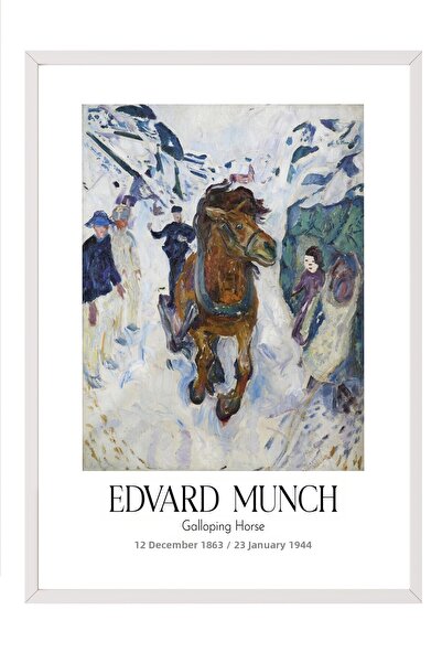 Postifull Edvard Munch - Cal în galop, Tablou înrămat alb, Seria de artă NR:1...