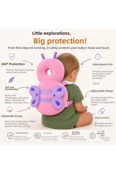 JINYJIA Baby Head Protection Pillow First Step Fall Protector Backpack Head and Neck Protection Pillow with Adjustable Strap