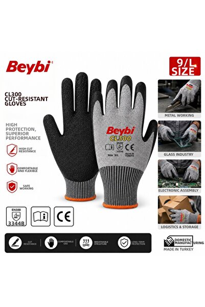 Medicalx Cl300 Latex Coated Cut-Resistant Gloves Size 9