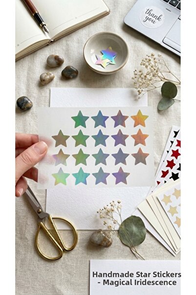 aemedia Foil Cut Star Sticker 100 Pieces 2 cm
