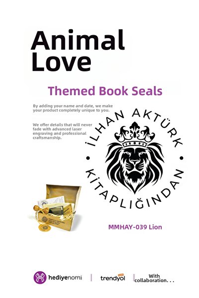HEDİYENOMİ Mühürmarket > Lion Animal Love Book Seal - Ex-Libris - Book Stamp ...