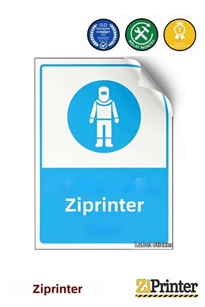 ZiPrinter ارتدِ بدلة الحماية! ملصق لافتة تحذيرية isg مقاس 70x100 سم