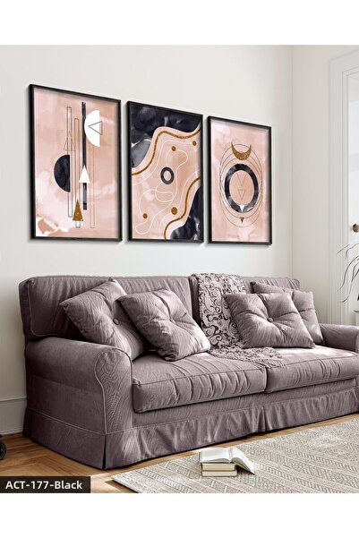 CeSht Watercolor Look Abstract Art 3 Piece Wooden Framed Painting Act