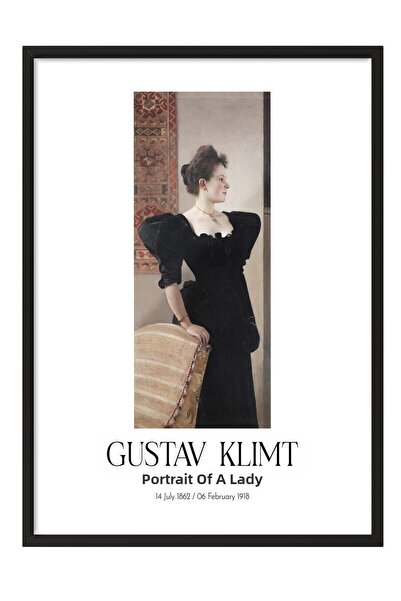 Postifull Gustav Klimt - Portretul unei doamne, Tablou înrămat negru, Seria d...