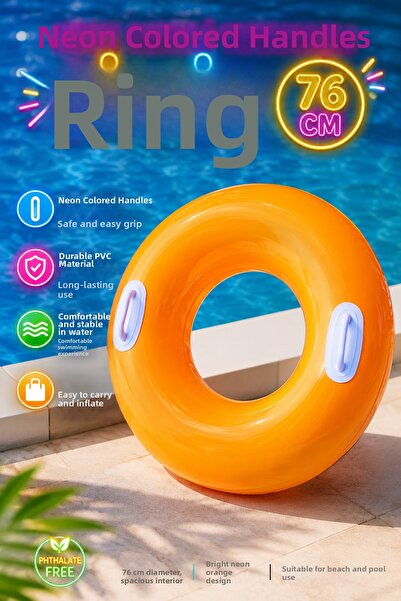 craftivio Sea and pool float with handle 76 cm neon color inflatable float