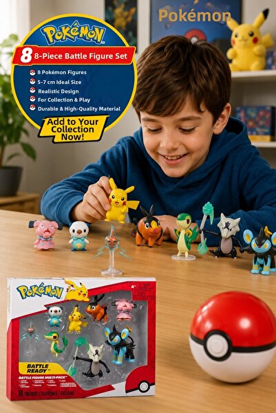 TOYFEST Pokemon 8-Piece Figure Set Pikachu Tepig Oshawott Snivy Luxio Jazware...