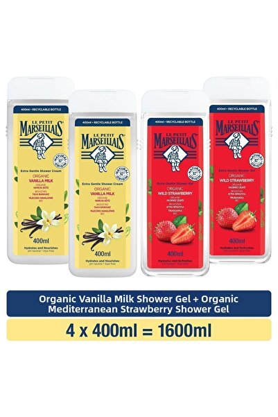 Le Petit Marseillais Organic Vanilla Milk Shower Gel 400 ml X2 + Mediterranea...