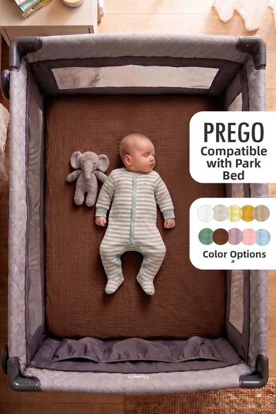 Soho Organics Muslin Elastic Fitted Sheet - Compatible with Prego Park Mattre...