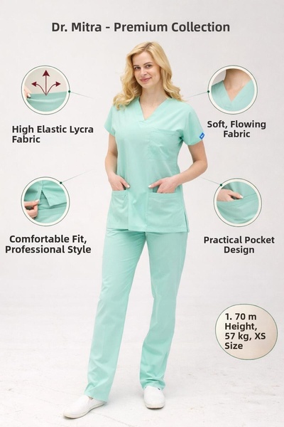 Dr. Mitra Uniformă de medic asistentă din Lycra verde mentă, costum chirurgic...