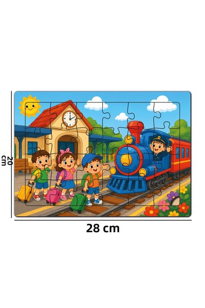minİQ toys A Day at the Train Station Wooden Puzzle (24 Pieces)