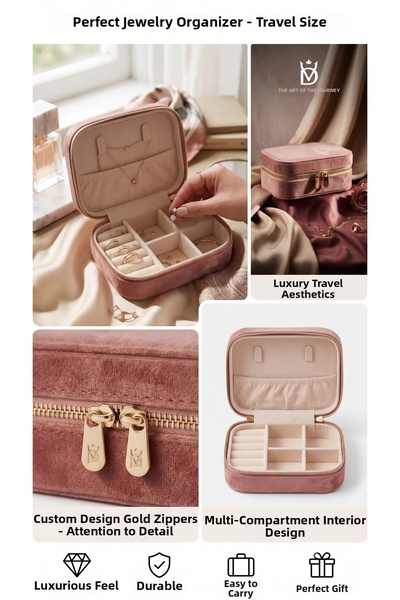 Dorvina Jewelry Box Organizer Travel Case Necklace Ring Earring Organizer Vel...