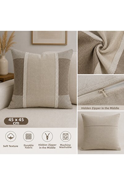 Şanlıavm 45X45 Coffee Beige Patterned Decorative Pillowcase